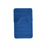 Covorase de Baie, 80x50 cm / 50x40 cm, Albastru, Antiderapant, Absorbant, Set 2 bucati