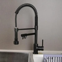 Baterie Bucatarie cu Dus Extractibil, Inox si Alama Negru, YD/201 Baterie Bucatarie cu Dus Extractibil, Inox si Alama Negru, YD/201