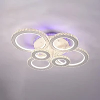 Lustra LED cu telecomanda si cristal MEILI ZAFINA RGB 238W, 6 Cercuri, lumina Rece/Calda/Neutra, Dimabila, Alb Lustra LED cu telecomanda si cristal MEILI ZAFINA RGB 238W, 6 Cercuri, lumina Rece/Calda/Neutra, Dimabila, Alb