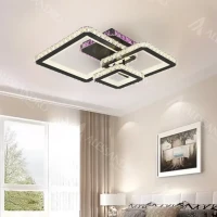 Lustra LED cu telecomanda si cristal BLAKELY RGB 166W, 3 Patrate, lumina Rece/Calda/Neutra, Dimabila, Negru Lustra LED cu telecomanda si cristal BLAKELY RGB 166W, 3 Patrate, lumina Rece/Calda/Neutra, Dimabila, Negru