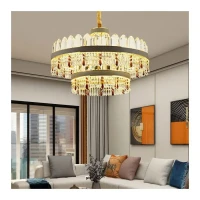 Candelabru LED Pollux cu Telecomanda, 300W, Diametru 75cm Auriu, Cristal, Dimabila Candelabru LED Pollux cu Telecomanda, 300W, Diametru 75cm Auriu, Cristal, Dimabila