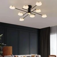 Lustra LED cu telecomanda si cristal MISEL 154W, 9 Elemente, lumina Rece/Calda/Neutra, Dimabila, Negru Auriu Lustra LED cu telecomanda si cristal MISEL 154W, 9 Elemente, lumina Rece/Calda/Neutra, Dimabila, Negru Auriu