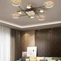 Lustra LED cu telecomanda si cristal MISEL 168W, 9 Elemente, lumina Rece/Calda/Neutra, Dimabila, Negru Auriu Lustra LED cu telecomanda si cristal MISEL 168W, 9 Elemente, lumina Rece/Calda/Neutra, Dimabila, Negru Auriu