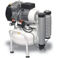 Compresor de aer medical cu piston fara ulei, silentios, cu uscator montat pe rezervor - 25 l, 1.5 kW, 350 L/min, 8 bari - ABAC-CleanAir-CLR-20/25T