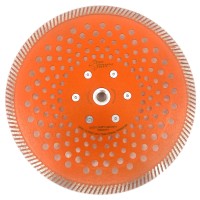 Disc diamantat pentru taiat Granit, Piatra, Beton armat, Materiale dure TURBO Laser 230mm cu prindere M14 SUPER PREMIUM - DXDY.PMPT.230.M14