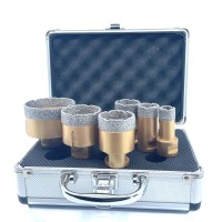 Set carote diamantate pt. gresie portelanata & piatra - diam. 20, 28, 35, 43, 50, 68mm Premium - DXDY.GOLDrill.BigSet Set carote diamantate pt. gresie portelanata & piatra - diam. 20, 28, 35, 43, 50, 68mm Premium - DXDY.GOLDrill.BigSet