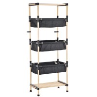 Raft modular universal, Quasar & Co.®, etajera cu 2 polite si 3 compartimente, lemn, 50 x 28 x 120 cm, natur