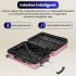 Troler mediu extensibil Quasar & Co.®, 66x41x26-31cm, bagaj de cala, troller avion cu fermoar antifurt, cifru, maner telescopic, geamantan cu 4 roti duble silentioase 360°, valiza ABS 2.8 mm, 2 compartimente cu buzunar, LINE, Roz pudrat [5]