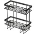 Raft depozitare peste bazinul de toaleta, Quasar & Co.®, 2 etajere, prindere prin lipire, metal, 37 x 15 x 34 cm, negru [8]