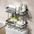 Raft depozitare peste bazinul de toaleta, Quasar & Co.®, 2 etajere, prindere prin lipire, metal, 37 x 15 x 34 cm, negru [7]