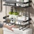 Raft depozitare peste bazinul de toaleta, Quasar & Co.®, 2 etajere, prindere prin lipire, metal, 37 x 15 x 34 cm, negru [5]
