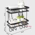 Raft depozitare peste bazinul de toaleta, Quasar & Co.®, 2 etajere, prindere prin lipire, metal, 37 x 15 x 34 cm, negru [2]
