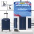 Set 2 trolere cabina, Quasar & Co.®, 40x30x20 cm cu roti detasabile si 55x36x20 cm, bagaj de mana, troller cu fermoar antifurt, cifru, maner telescopic lung, geamantan 4 roti duble 360°, valiza ABS 2.8 mm rezistent, 10kg, LINE, Bleumarin [9]