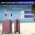 Troler cabina avion Quasar & Co.®, 55x36x20cm, bagaj de mana, troller cu fermoar antifurt, cifru, maner telescopic lung, geamantan cu 4 roti duble silentioase 360°, valiza ABS 2.8 mm, rezistent, 2 compartimente cu buzunar, 10kg, LINE, roz pudrat [8]