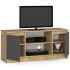 Comoda TV cu 2 usi si o polita, PAL laminat 16 mm, 120x40x55 cm, stejar artisan si gri [2]