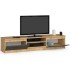Comoda TV cu 2 usi si rafturi centrale, PAL laminat, 160x40x33 cm, stejar artisan si gri [2]