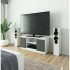 Comoda TV cu 2 usi si o polita, PAL laminat 16 mm, 120x40x55 cm, alb si gri [5]