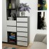 Comoda cu 6 sertare, PAL laminat 16 mm, 40x35x109 cm, gri si alb [5]