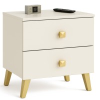 Comoda MOBI K-02 cu 2 sertare, PAL laminat 16 mm, 40x37x43 cm, bej si auriu