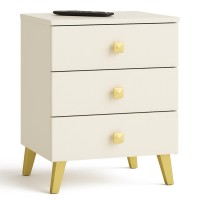 Comoda MOBI K-03 cu 3 sertare, PAL laminat 16 mm, 40x37x58 cm, bej si auriu