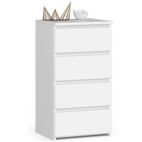 Comoda cu 4 sertare, PAL laminat 16mm, 40x35x74 cm, alb