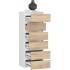 Comoda cu 6 sertare, PAL laminat 16 mm, 40x35x109 cm, alb si stejar sonoma [2]