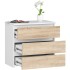 Comoda cu 3 sertare, PAL laminat 16 mm, 60x35x57 cm, alb si stejar sonoma [3]