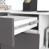 Birou de colt cu sertar, usa si 6 rafturi, PAL laminat 16 mm, 120x126x79 cm, alb si gri [5]