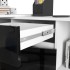 Birou de colt cu sertar, usa si 6 rafturi, fronturi MDF lucios, 120x126x79 cm, alb si negru lucios [5]