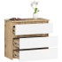 Comoda cu 3 sertare, PAL laminat 16 mm, 60x35x57 cm, stejar artisan si alb [3]