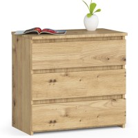 Comoda cu 3 sertare, PAL laminat 16 mm, 60x35x57 cm, stejar artisan