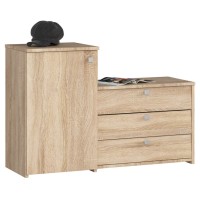 Dulap pantofi S16 cu comoda, 3 niveluri rabatabile, PAL laminat 16 mm, 98x33x67 cm, stejar sonoma
