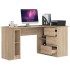 Birou colt dreapta in L cu 3 sertare si rafturi, PAL laminat 16 mm, 155x85x77 cm, stejar sonoma [2]