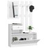 Set mobilier hol cu pantofar, oglinda, sertar si cuier metalic, PAL laminat, 90x25x170 cm, alb [2]