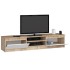 Comoda TV cu 2 usi si rafturi centrale, PAL laminat, 160x40x33 cm, stejar sonoma si alb [2]