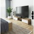 Comoda TV cu 2 usi si rafturi centrale, PAL laminat, 160x40x33 cm, stejar sonoma si alb [6]
