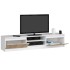 Comoda TV cu 2 usi si rafturi centrale, PAL laminat, 160x40x33 cm, alb si stejar sonoma [2]