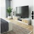 Comoda TV cu 2 usi si rafturi centrale, PAL laminat, 160x40x33 cm, alb si stejar sonoma [5]