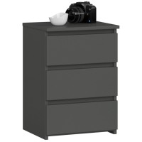 Noptiera cu 3 sertare, PAL laminat 16 mm, 40x35x57 cm, gri