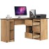 Birou colt dreapta in L cu 3 sertare si rafturi, PAL laminat 16 mm, 155x85x77 cm, stejar craft [4]