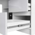 Birou colt dreapta in L cu 3 sertare si rafturi, fronturi din MDF lucios, 155x85x77 cm, alb lucios [6]