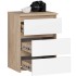 Noptiera cu 3 sertare, PAL laminat 16 mm, 40x35x57 cm, stejar sonoma si alb [3]