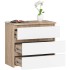 Comoda cu 3 sertare, PAL laminat 16 mm, 60x35x57 cm, stejar sonoma si alb [3]