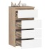 Comoda cu 4 sertare, PAL laminat 16mm, 40x35x74 cm, stejar sonoma si alb [3]