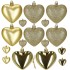 Set globuri decorative in forma de inima, 16 bucati, plastic, 4-7 cm, auriu [9]