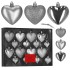 Set globuri decorative in forma de inima, 16 bucati, plastic, 4-7 cm, argintiu [2]
