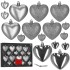 Set globuri decorative in forma de inima, 16 bucati, plastic, 4-7 cm, argintiu [3]