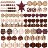 Set globuri brad si varf stea, 101 piese, plastic, 3–7 cm, maro si rose gold [12]