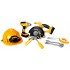 Set unelte pentru copii cu bormasina, fierastrau, casca luminata si vesta de constructor, 29x27x21 cm [12]