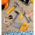 Set unelte pentru copii cu bormasina, fierastrau, casca luminata si vesta de constructor, 29x27x21 cm [16]